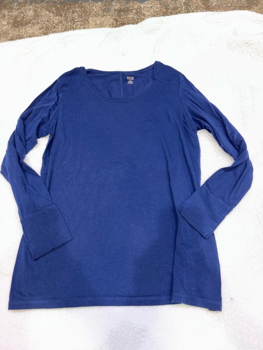 a.n.a Navy Scoop Neck Long Sleeve Top